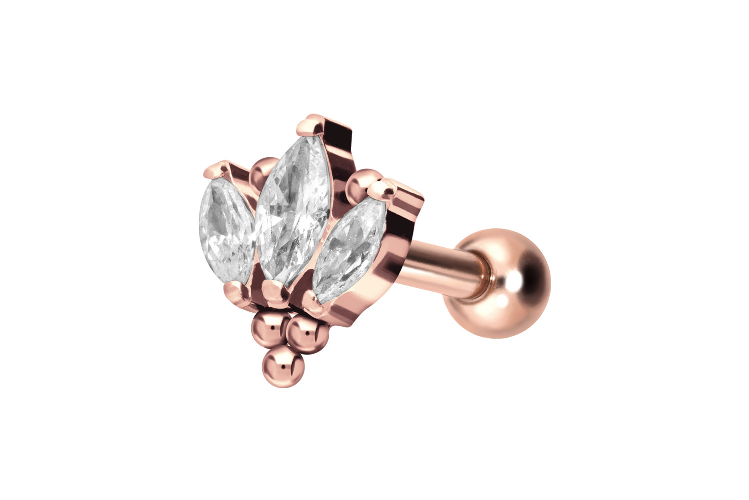 Titan Ohrpiercing mit Innengewinde LOTUSBLÜTE + KUGELN